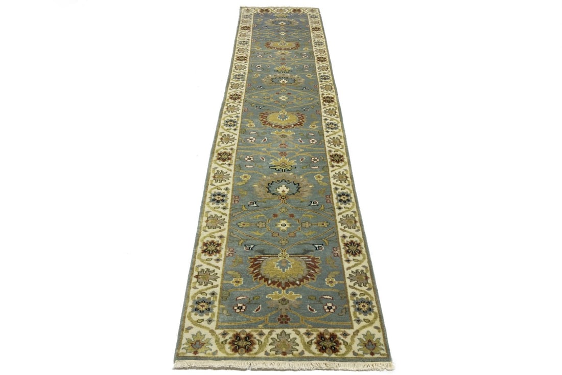 Blue-gray Floral Osh Chobi 2'5X12 Peshawar Oriental Runner Rug - 3