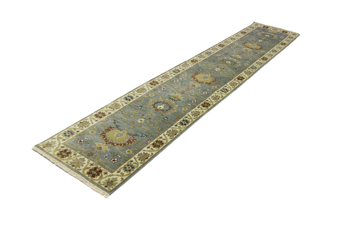 Blue-gray Floral Osh Chobi 2'5X12 Peshawar Oriental Runner Rug - 4