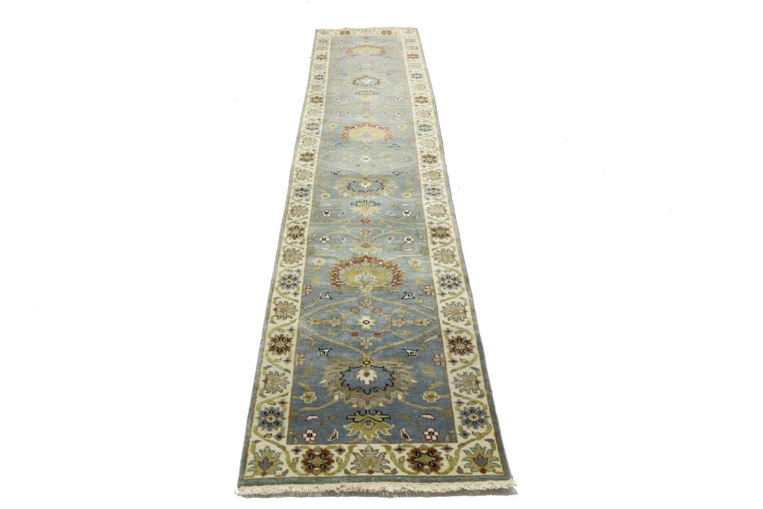 Blue-gray Floral Osh Chobi 2'5X12 Peshawar Oriental Runner Rug - 5