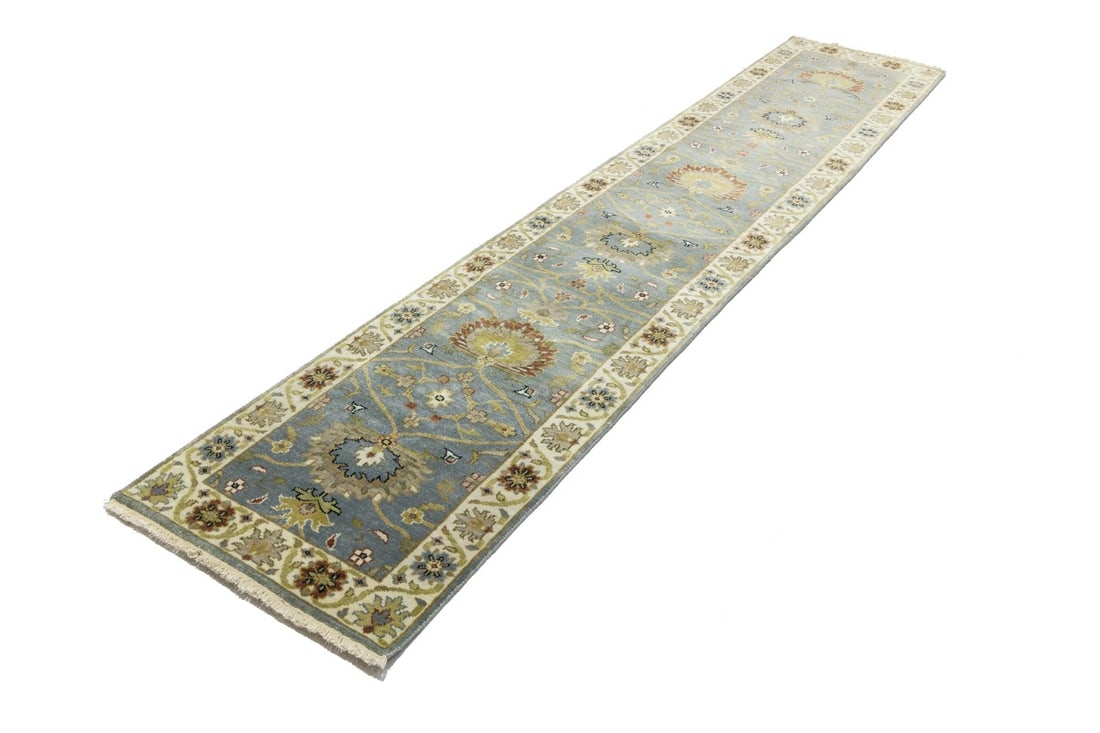 Blue-gray Floral Osh Chobi 2'5X12 Peshawar Oriental Runner Rug - 6