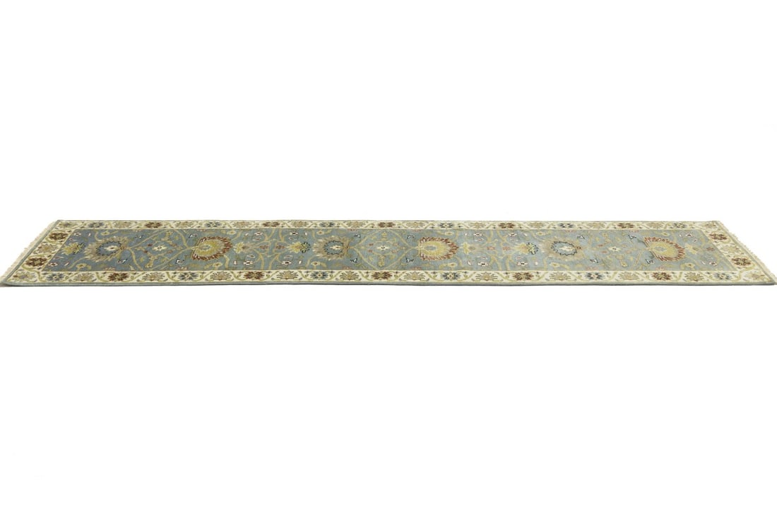 Blue-gray Floral Osh Chobi 2'5X12 Peshawar Oriental Runner Rug - 7