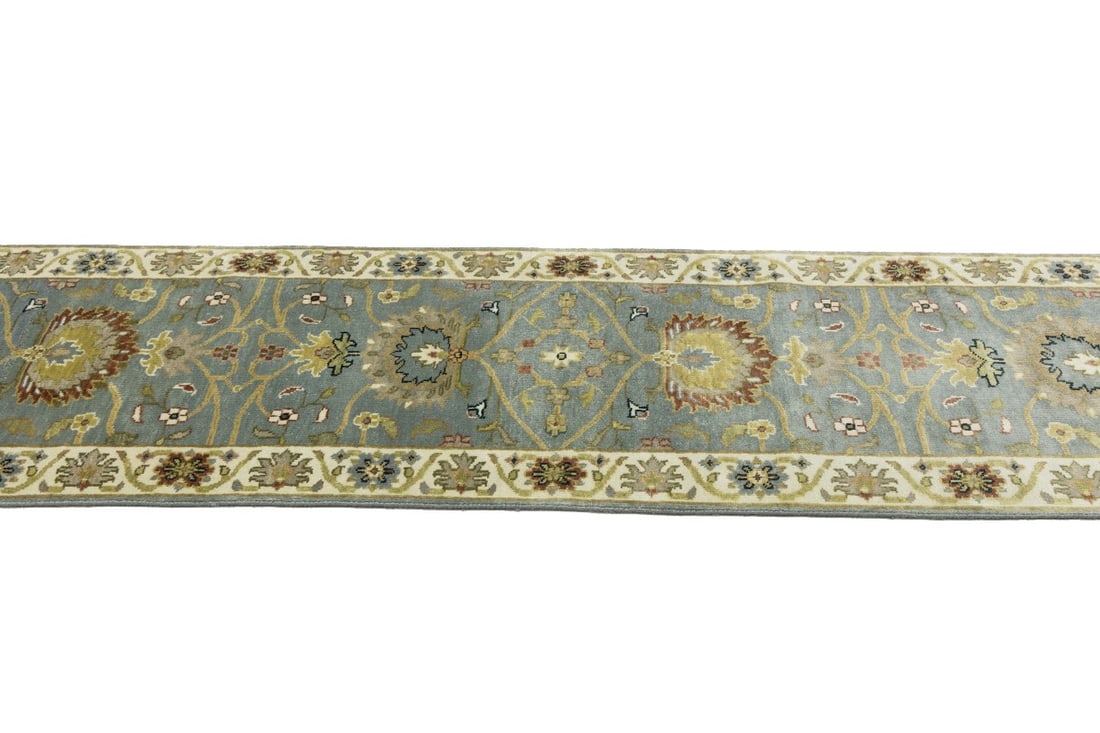 Blue-gray Floral Osh Chobi 2'5X12 Peshawar Oriental Runner Rug - 8