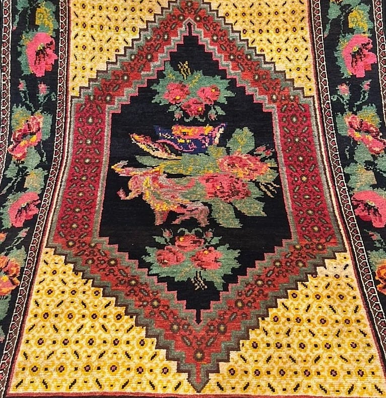 Hand Knotted Karabagh Tribal Wool Black Caucasian Oriental Rug 5' x 7'3" - 6