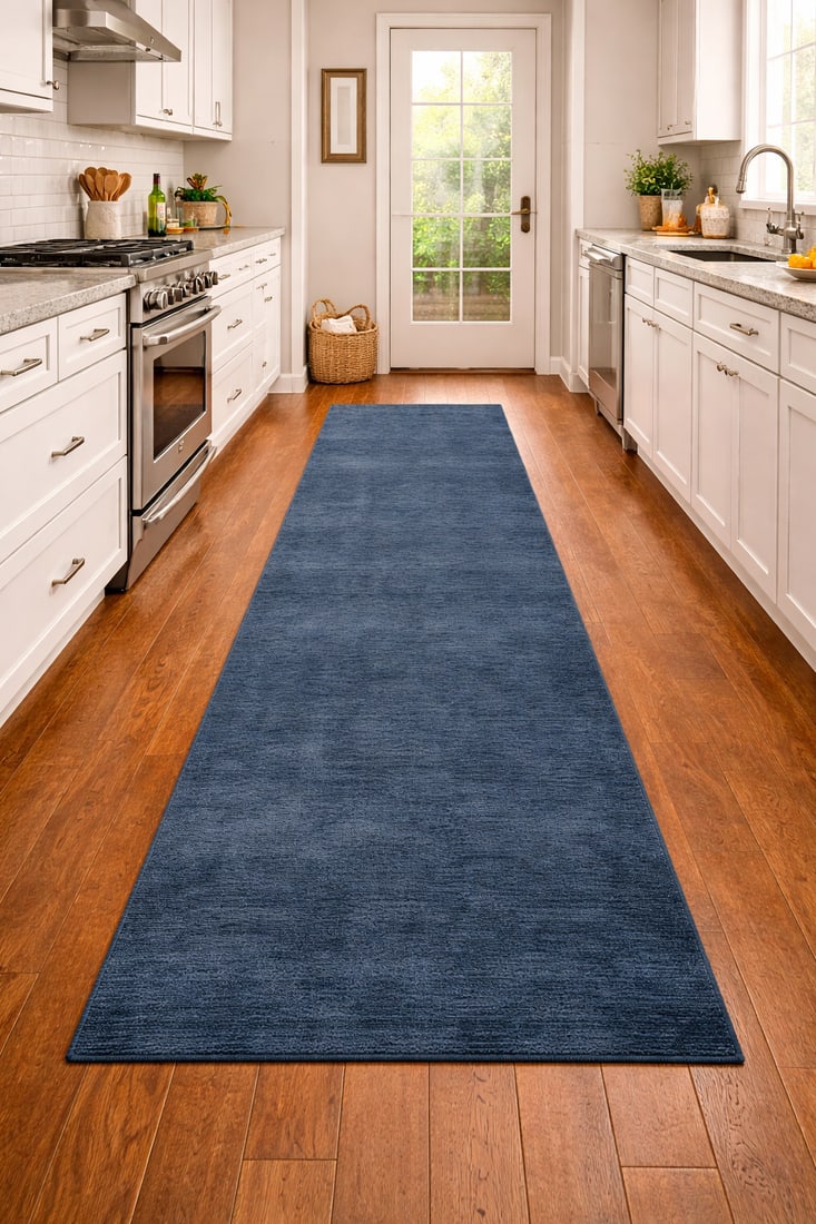 Steel Blue Modern Solid 3X12 Gabbeh Oriental Runner Rug - 2