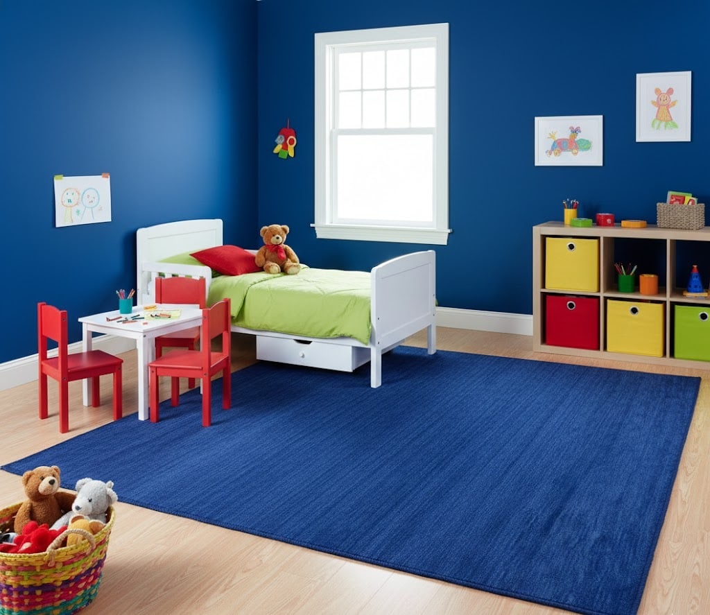 Solid Royal Blue Modern 5X8 Gabbeh Oriental Rug - 2