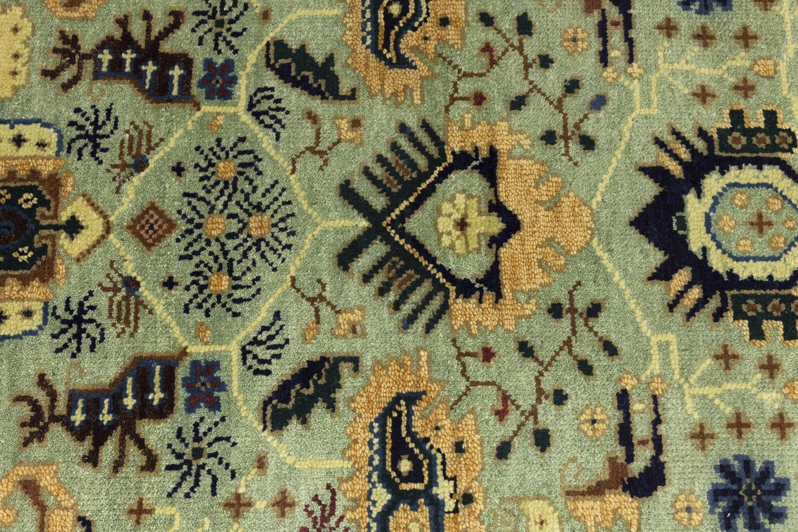 Light Gray Geometric 3X12 Indo-Karajeh Oriental Runner Rug - 10