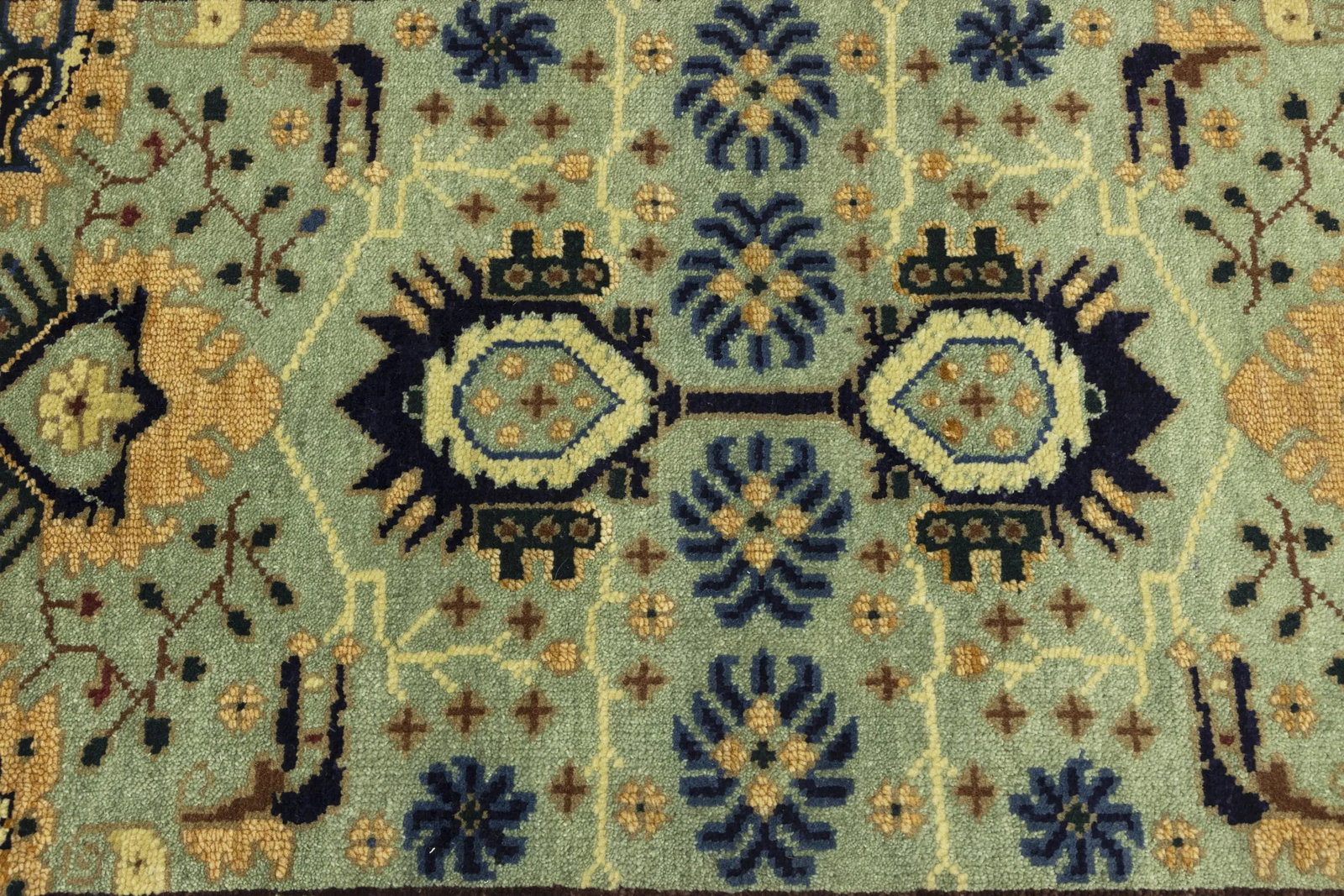 Light Gray Geometric 3X12 Indo-Karajeh Oriental Runner Rug - 11