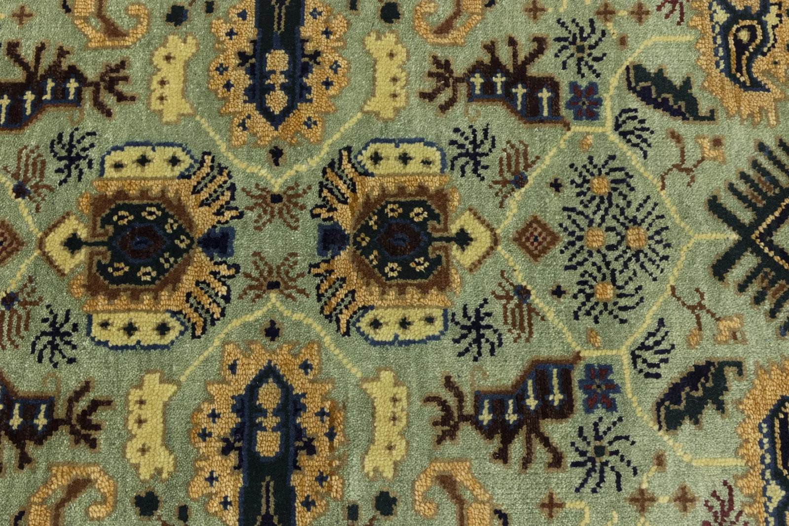 Light Gray Geometric 3X12 Indo-Karajeh Oriental Runner Rug - 12
