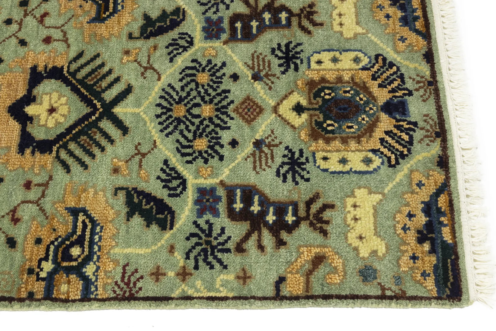 Light Gray Geometric 3X12 Indo-Karajeh Oriental Runner Rug - 13