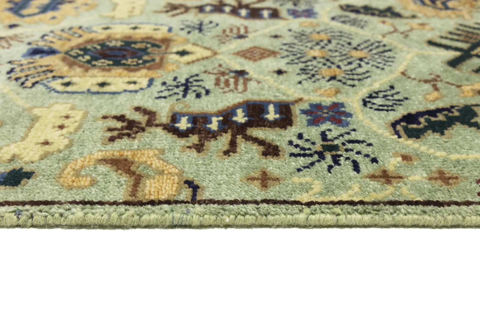 Light Gray Geometric 3X12 Indo-Karajeh Oriental Runner Rug - 15