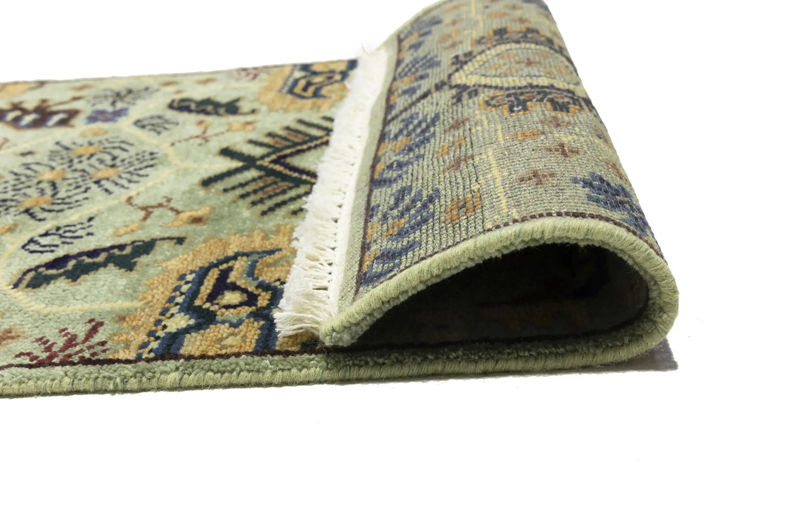 Light Gray Geometric 3X12 Indo-Karajeh Oriental Runner Rug - 16