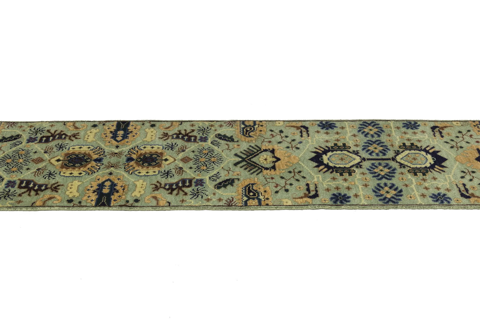 Light Gray Geometric 3X12 Indo-Karajeh Oriental Runner Rug - 8