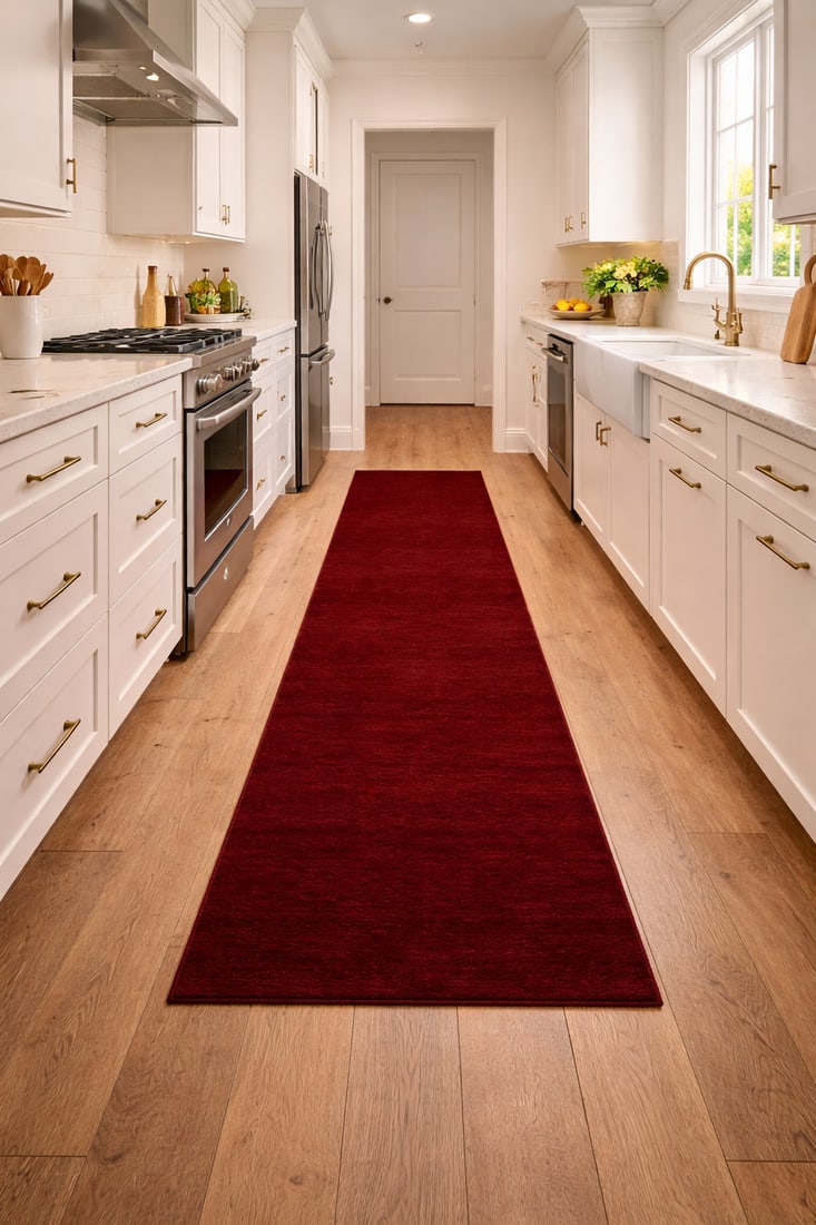 Maroon Red Modern Solid 3X12 Gabbeh Oriental Runner Rug - 2