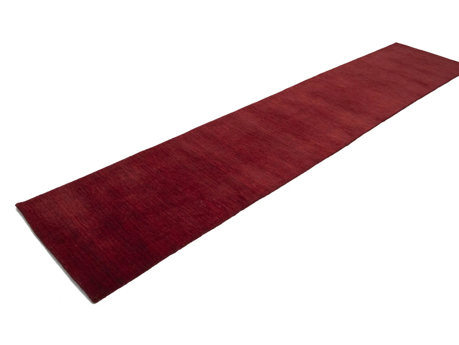 Maroon Red Modern Solid 3X12 Gabbeh Oriental Runner Rug - 5