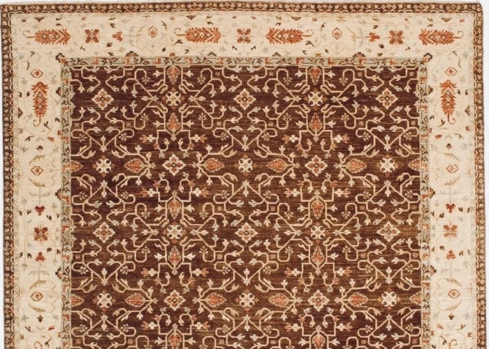 Hand Knotted Agra Caramel Ivory Wool New Oriental Area Rug Carpet 8'10" x 9'3" - 3