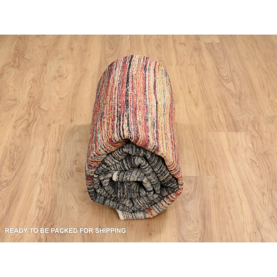 Colorful, Modern Stripe Design, Ghazni Wool Hand Knotted Oriental Rug - 9
