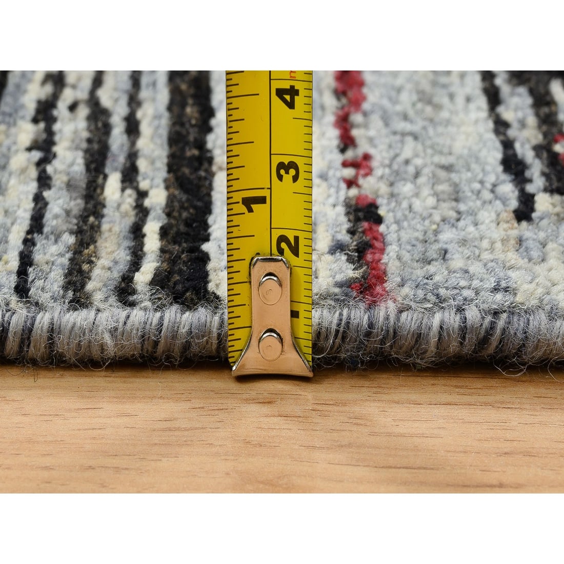 Colorful, Modern Stripe Design, Ghazni Wool Hand Knotted Oriental Rug - 10