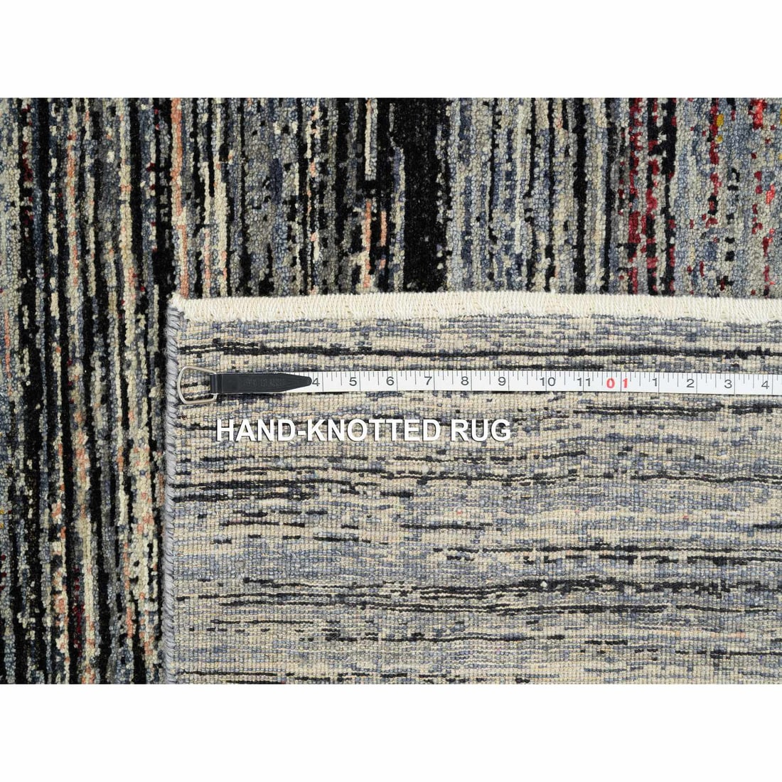 Colorful, Modern Stripe Design, Ghazni Wool Hand Knotted Oriental Rug - 11