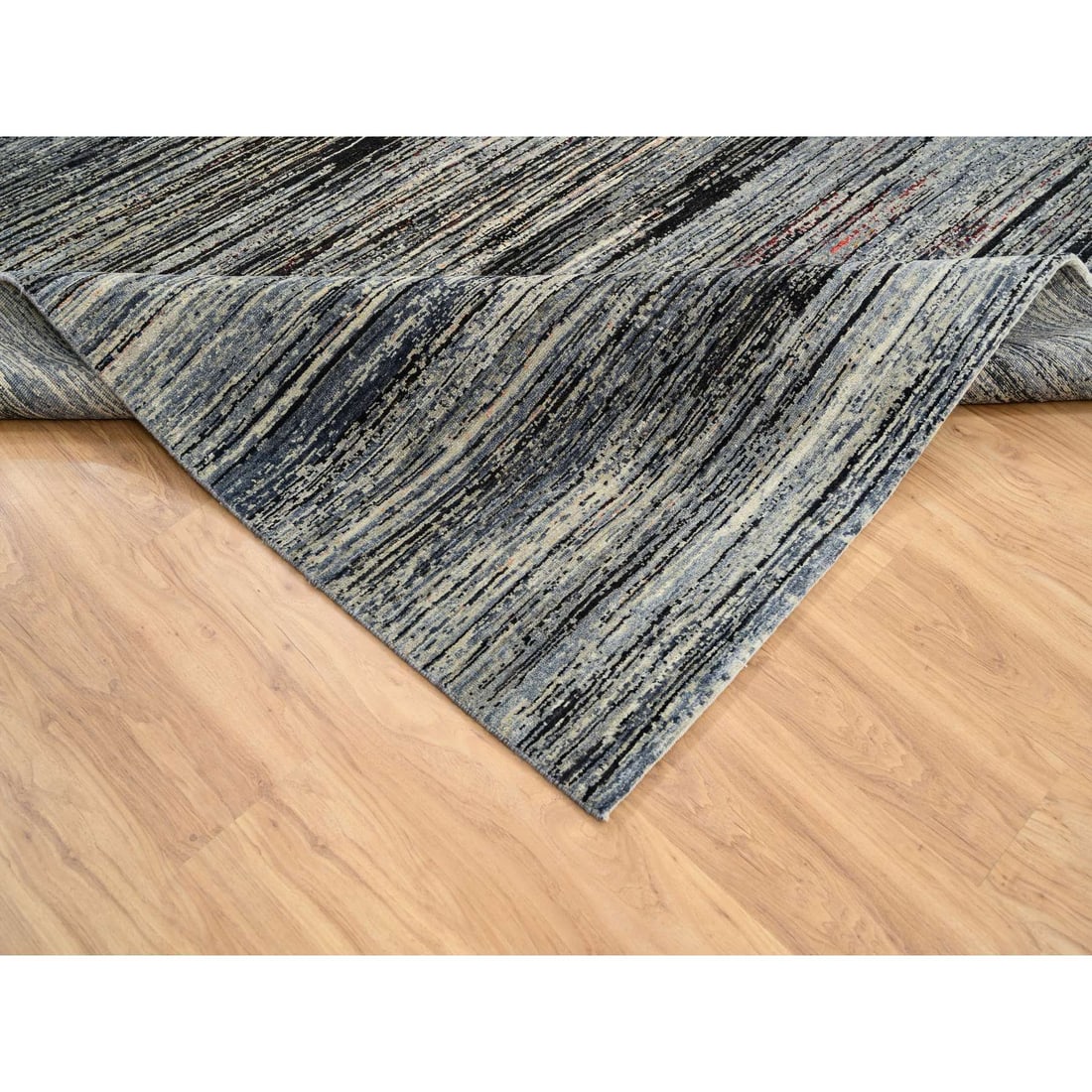 Colorful, Modern Stripe Design, Ghazni Wool Hand Knotted Oriental Rug - 6