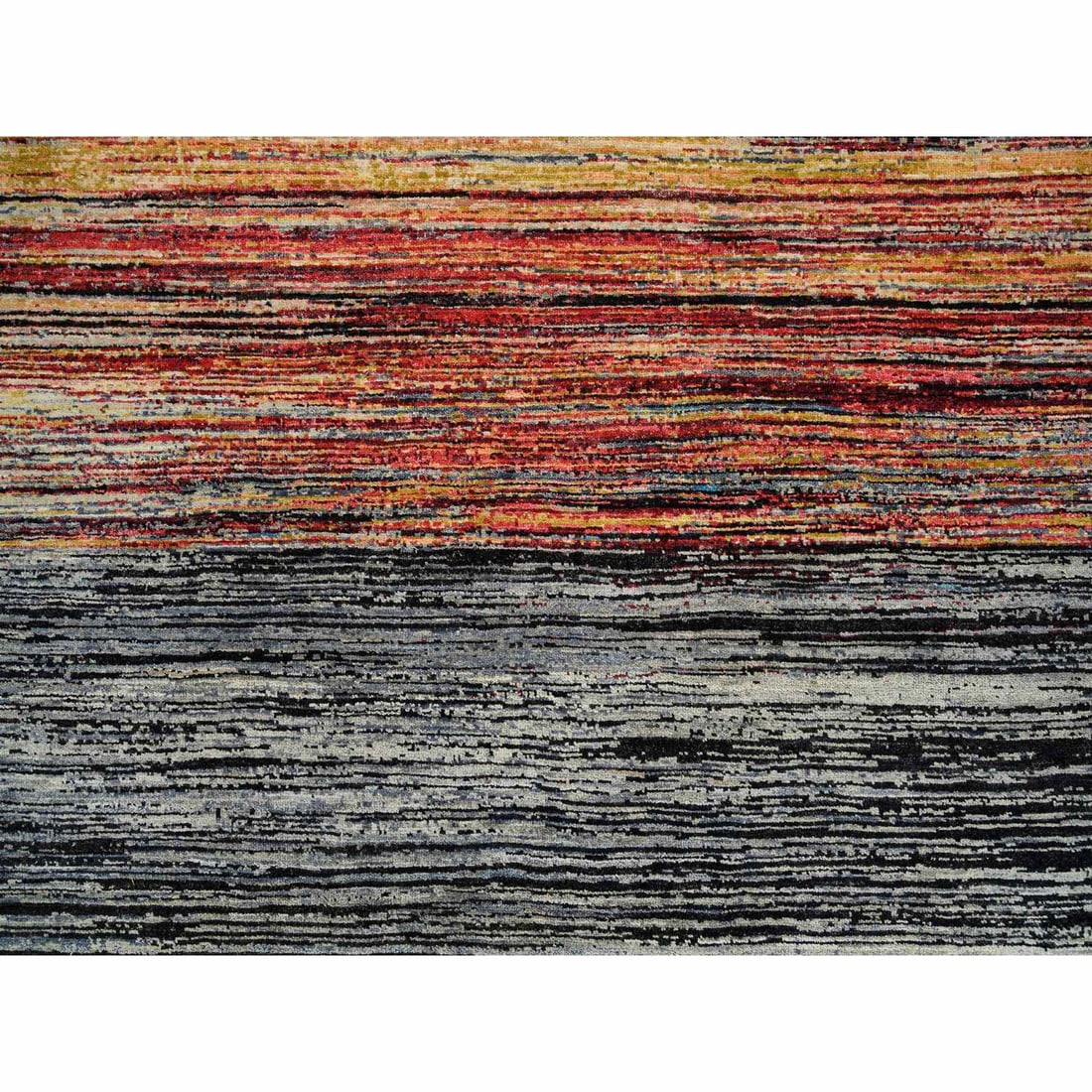 Colorful, Modern Stripe Design, Ghazni Wool Hand Knotted Oriental Rug - 8