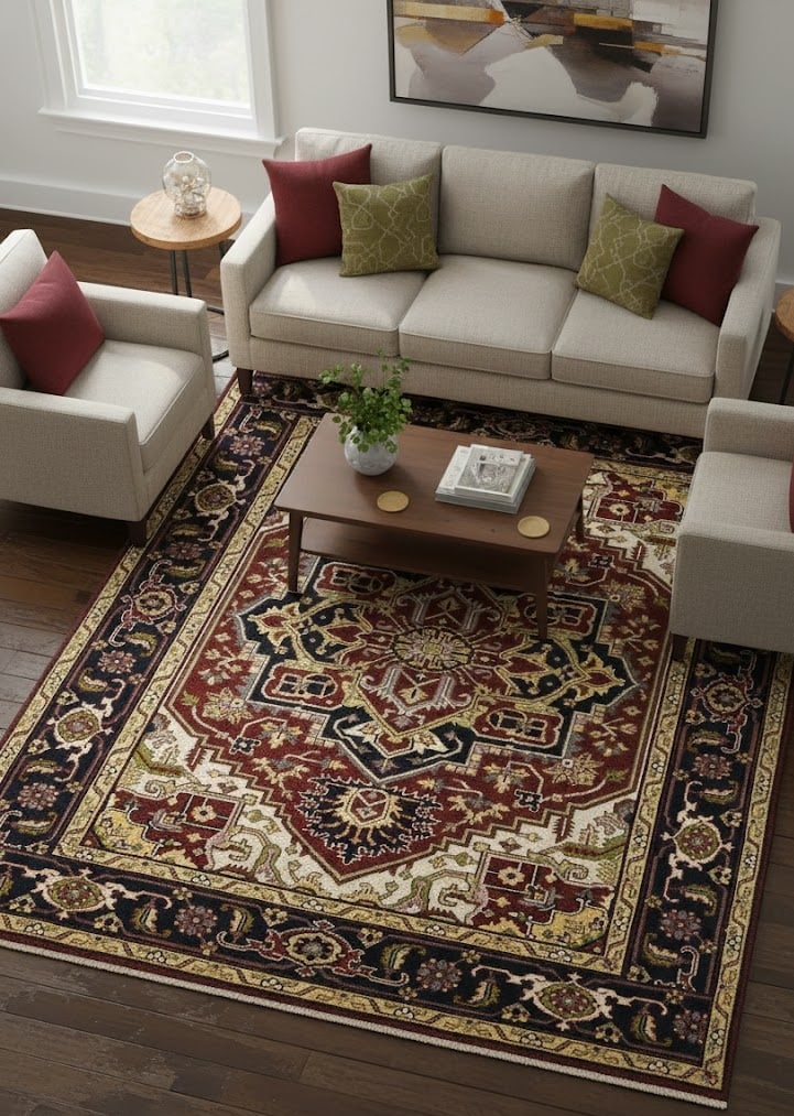 Red Floral 8X10 Heriz Serapi Oriental Rug - 2