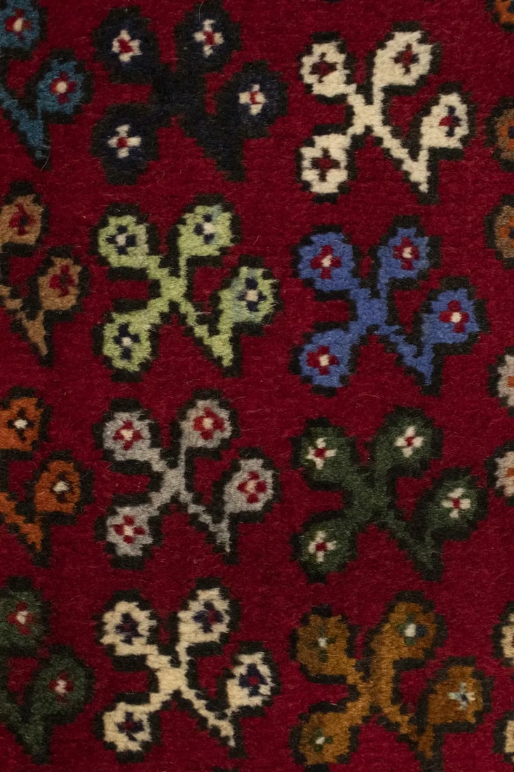 Red Tribal 3'6X4'3 Shiraz Persian Rug - 12