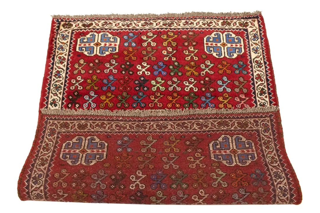Red Tribal 3'6X4'3 Shiraz Persian Rug - 14