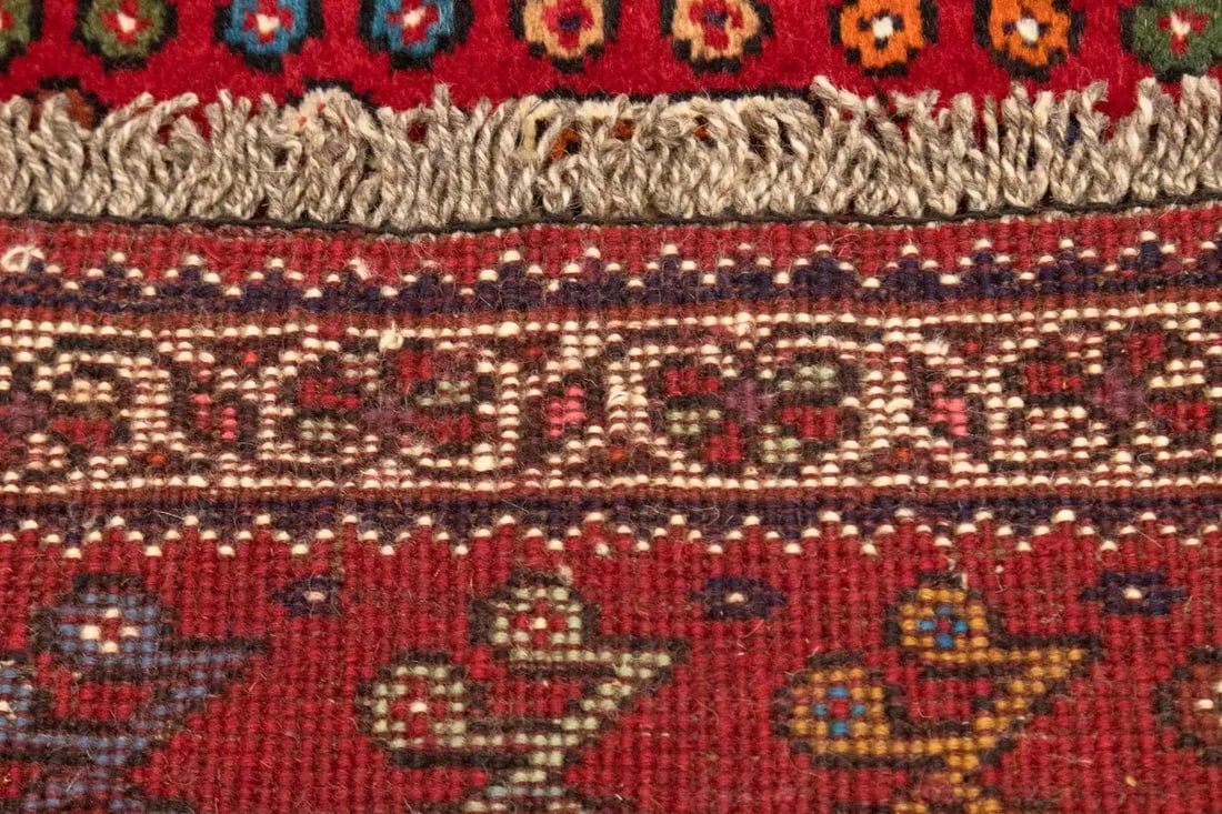 Red Tribal 3'6X4'3 Shiraz Persian Rug - 15