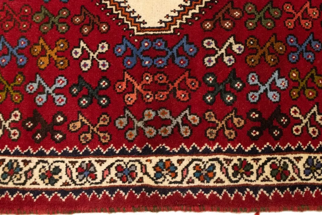 Red Tribal 3'6X4'3 Shiraz Persian Rug - 9