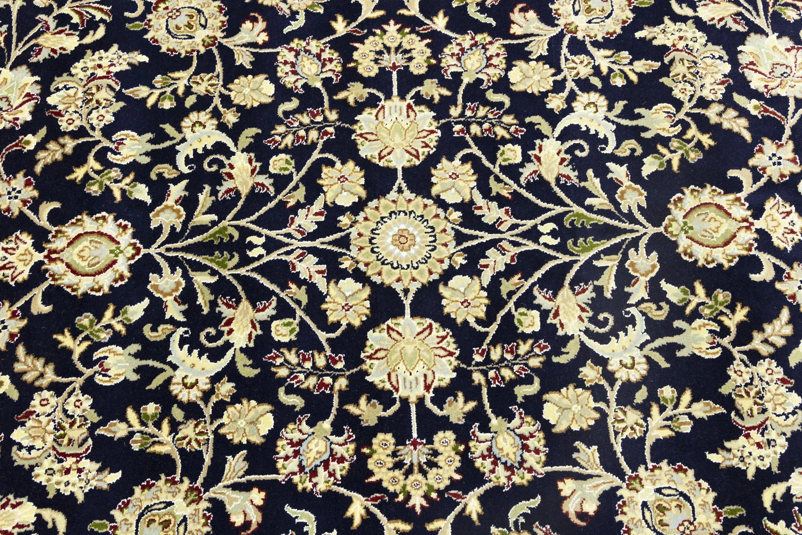 Dark Navy Floral 8X10 Indo-Nain Oriental Rug - 10