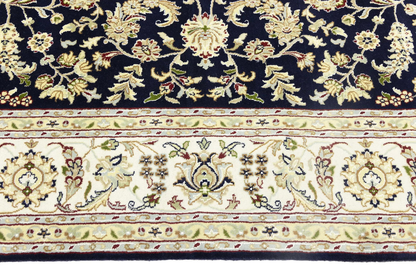 Dark Navy Floral 8X10 Indo-Nain Oriental Rug - 12