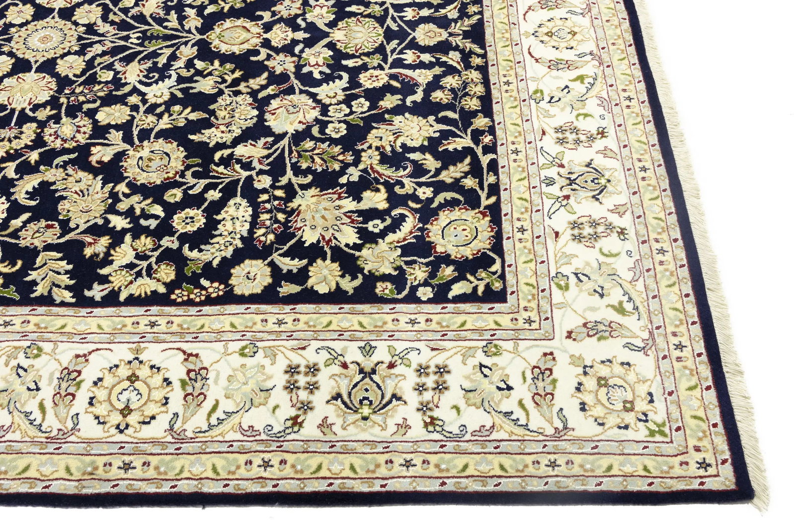 Dark Navy Floral 8X10 Indo-Nain Oriental Rug - 13