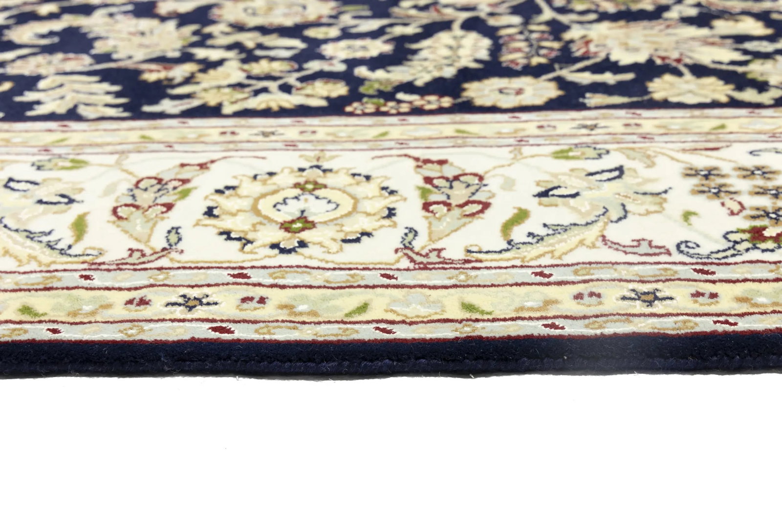 Dark Navy Floral 8X10 Indo-Nain Oriental Rug - 16