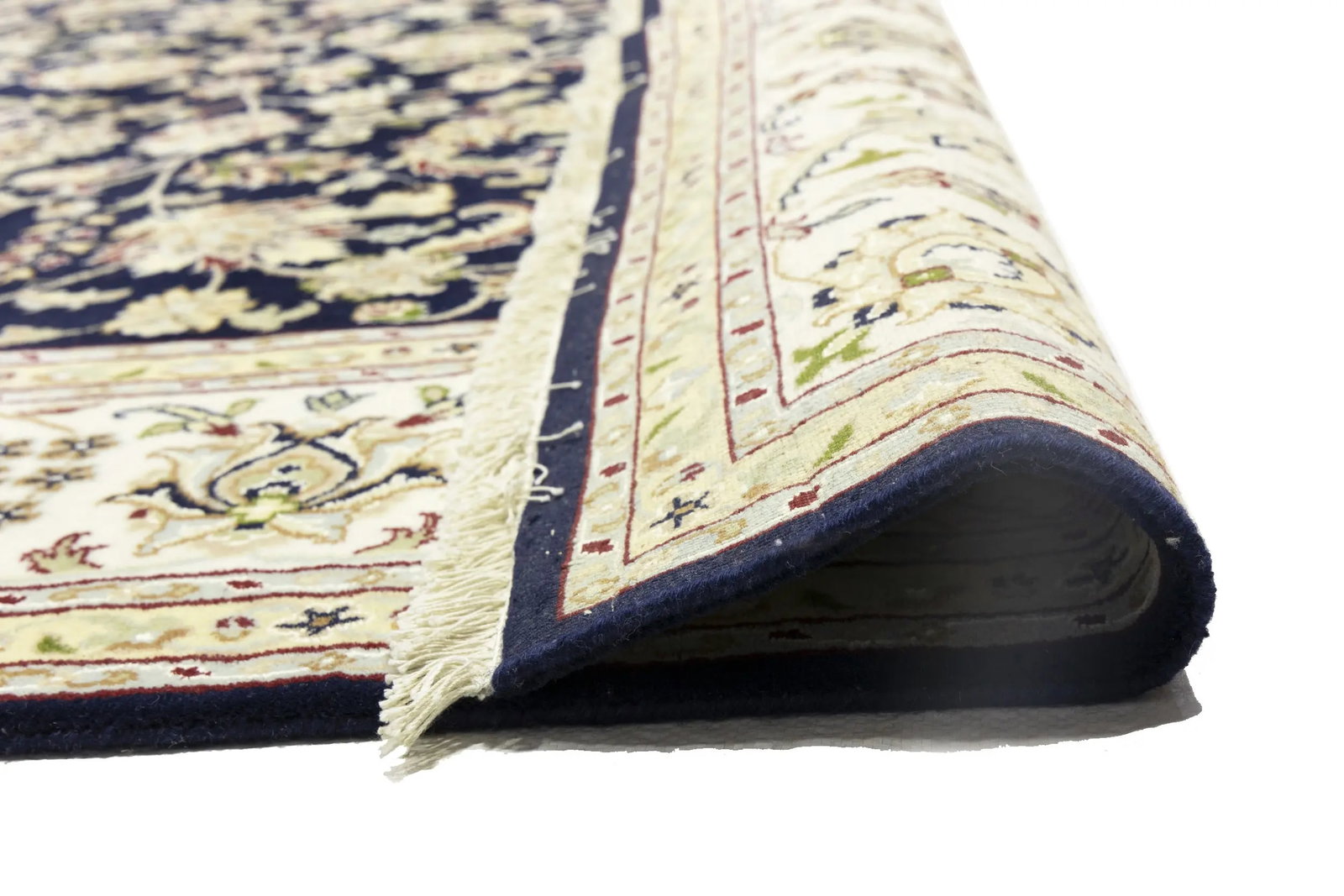 Dark Navy Floral 8X10 Indo-Nain Oriental Rug - 17