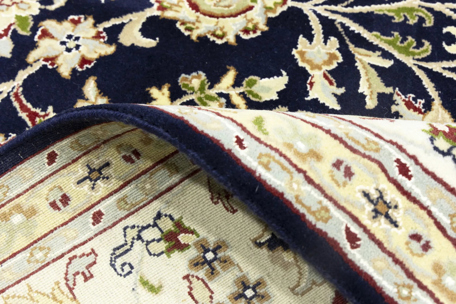Dark Navy Floral 8X10 Indo-Nain Oriental Rug - 18