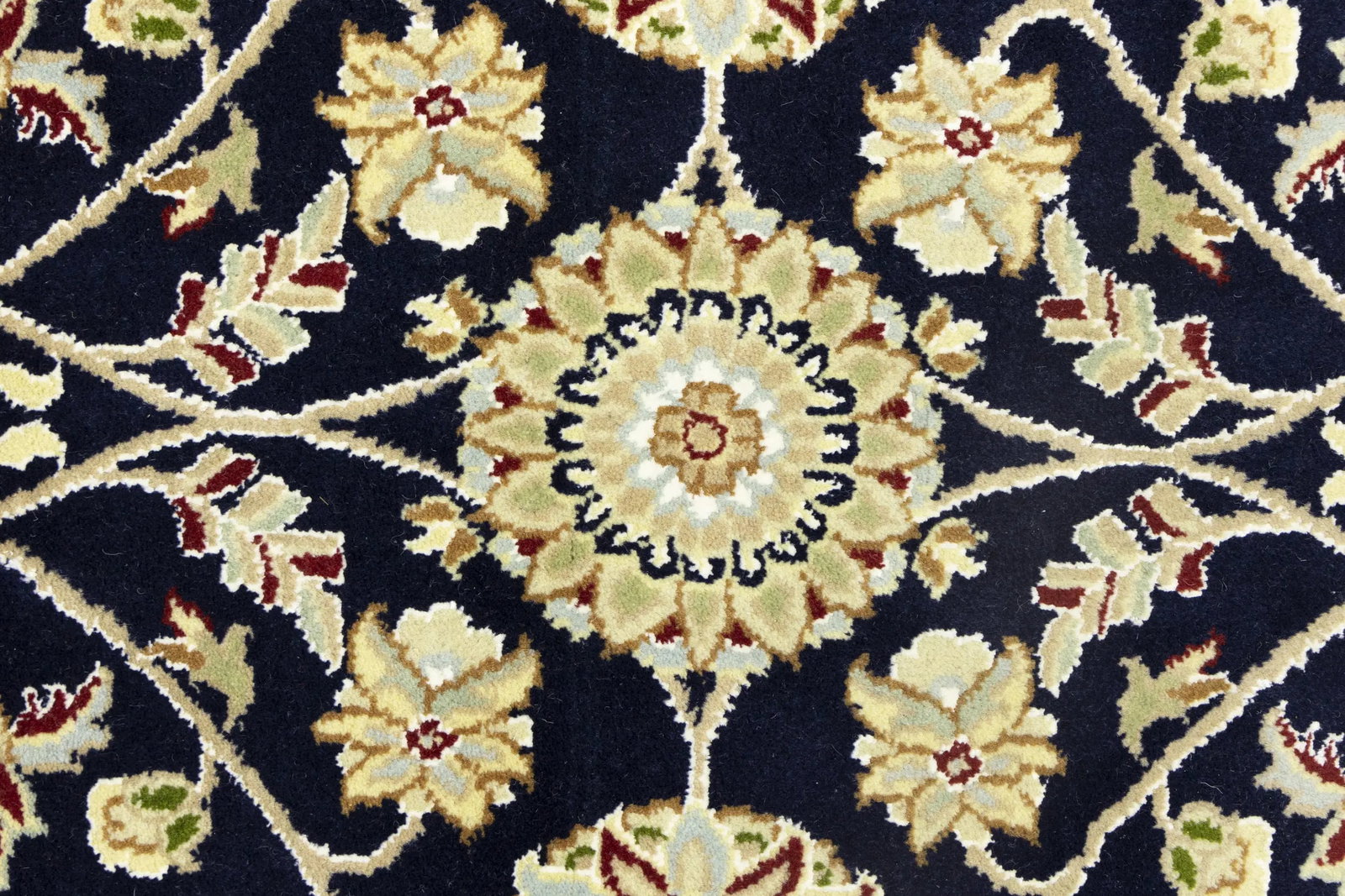 Dark Navy Floral 8X10 Indo-Nain Oriental Rug - 9