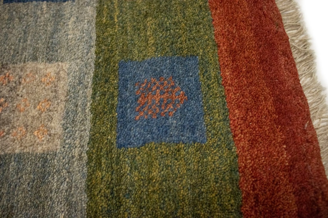 Multicolored Stripes Tribal 2'7X3'8 Gabbeh Persian Rug - 10