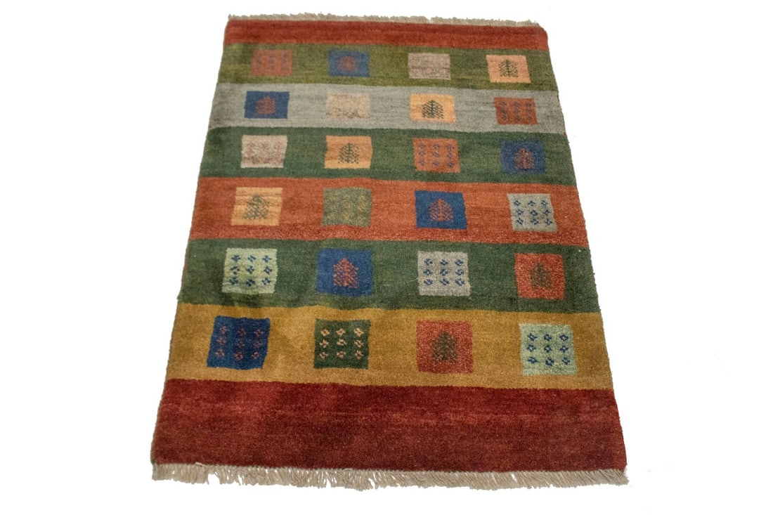 Multicolored Stripes Tribal 2'7X3'8 Gabbeh Persian Rug - 14