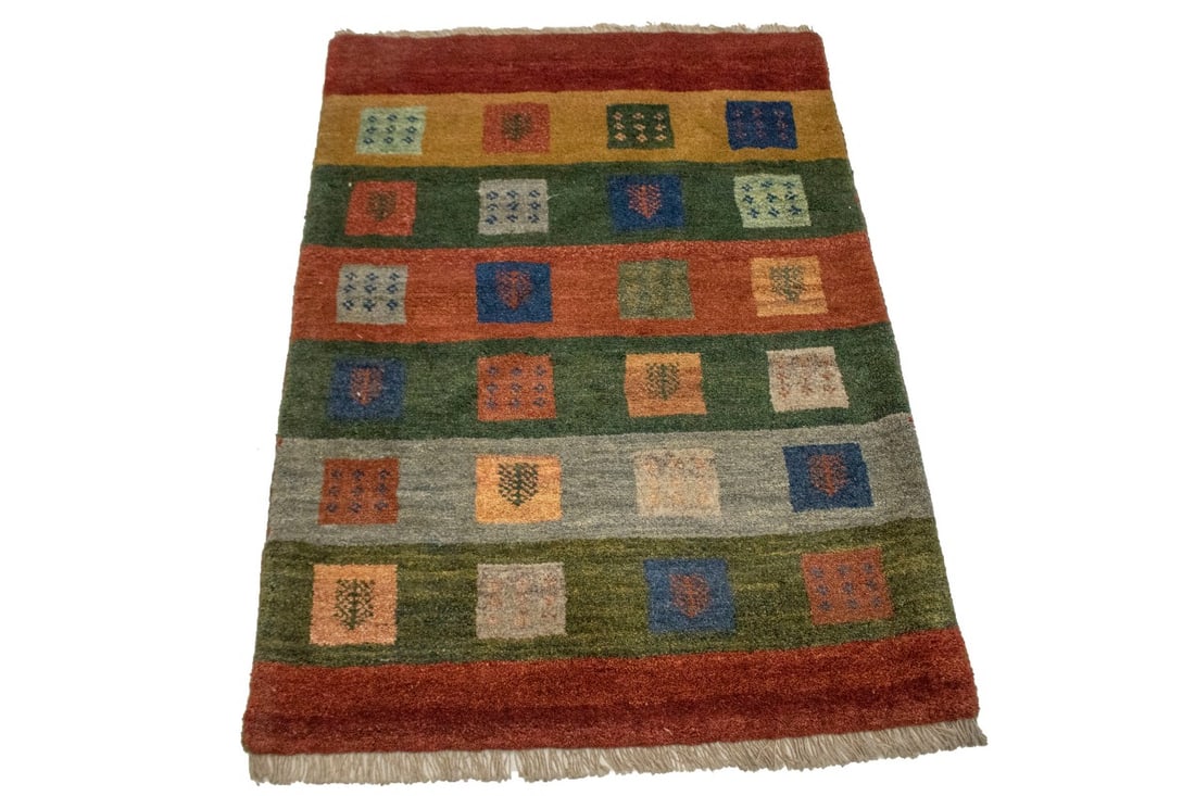 Multicolored Stripes Tribal 2'7X3'8 Gabbeh Persian Rug - 3