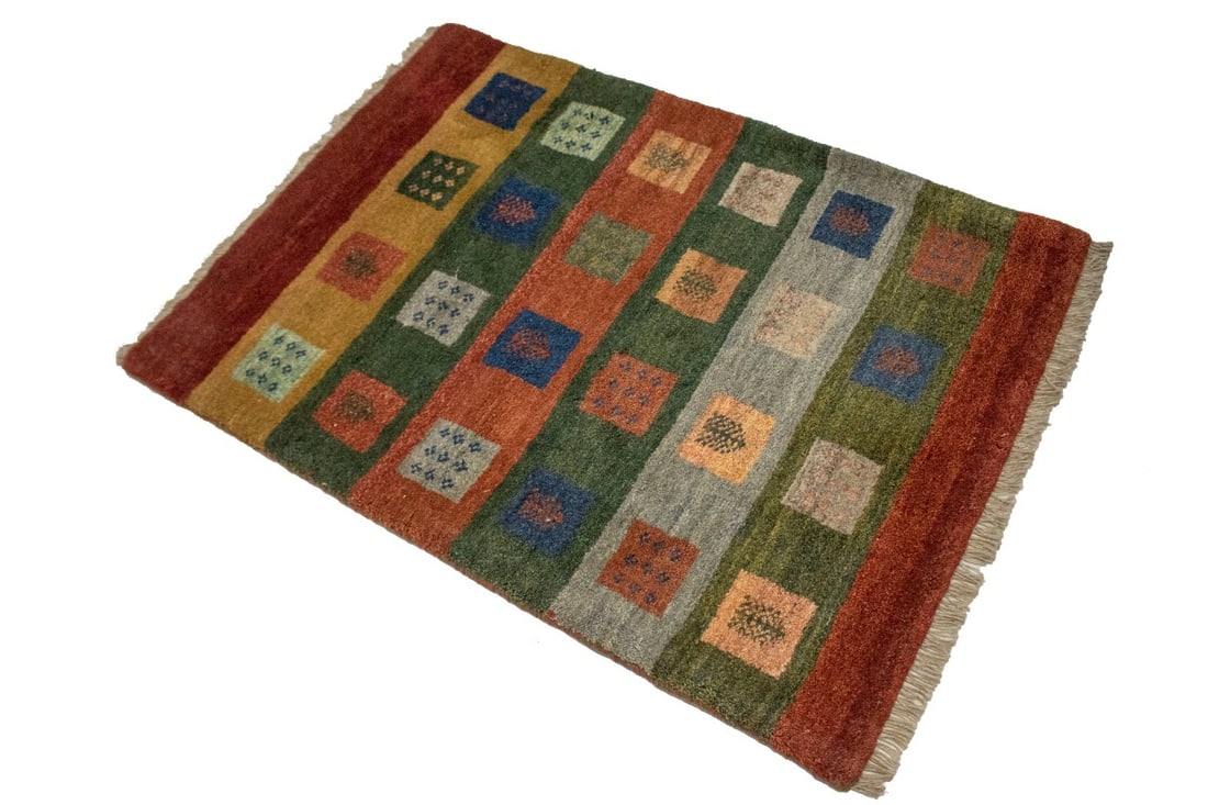 Multicolored Stripes Tribal 2'7X3'8 Gabbeh Persian Rug - 4