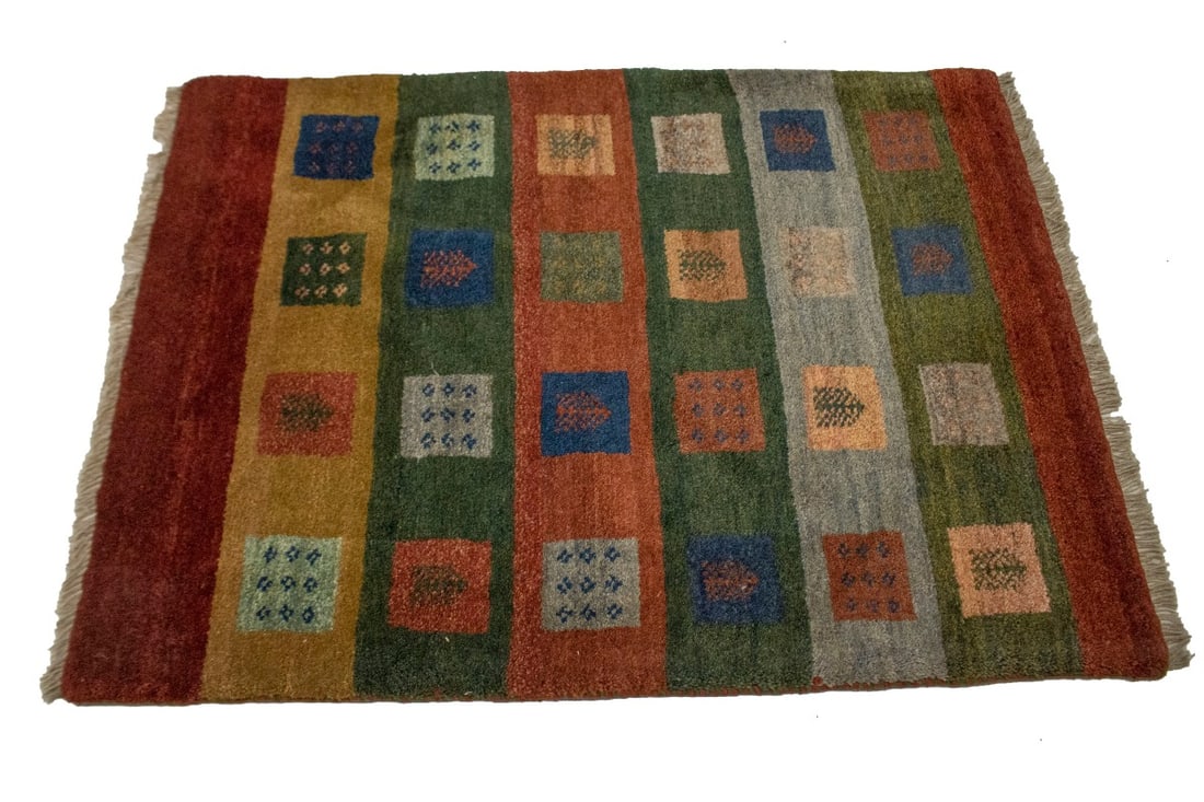 Multicolored Stripes Tribal 2'7X3'8 Gabbeh Persian Rug - 6