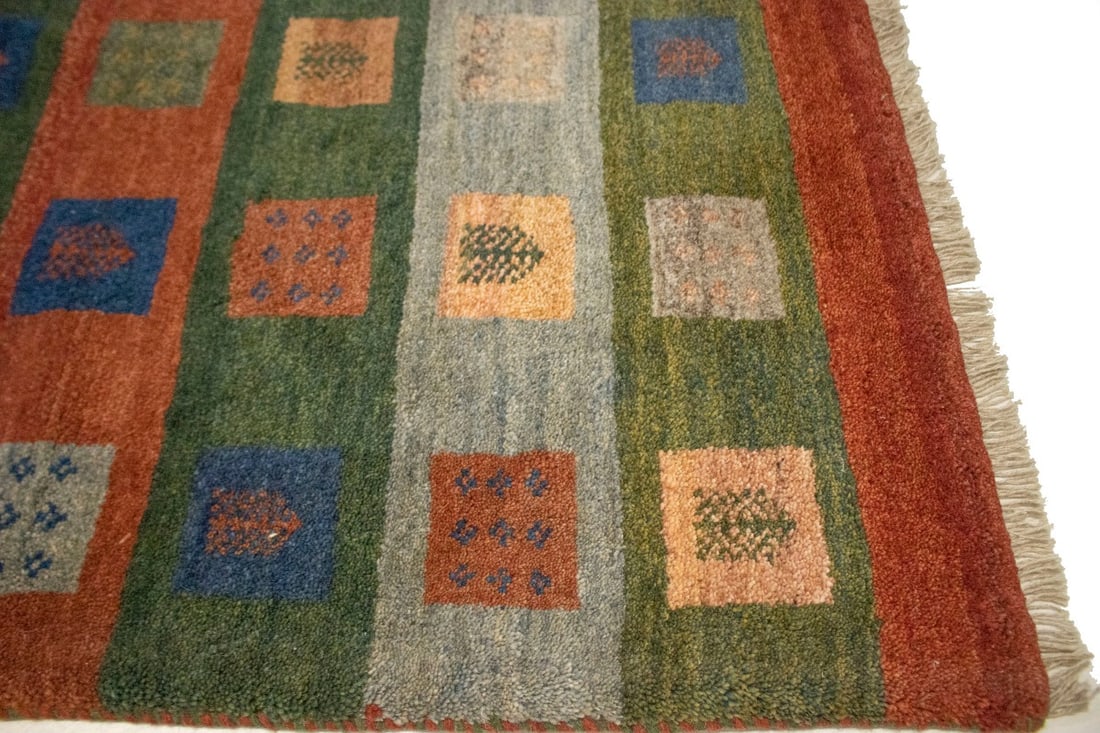 Multicolored Stripes Tribal 2'7X3'8 Gabbeh Persian Rug - 9