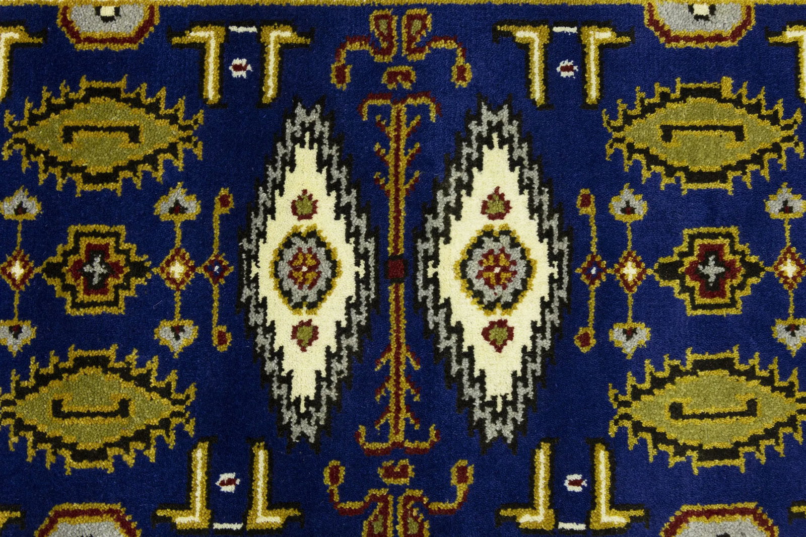 Navy Blue Geometric 3X8 Kazak Oriental Runner Rug - 10