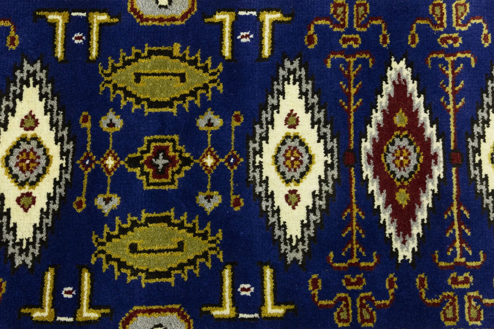 Navy Blue Geometric 3X8 Kazak Oriental Runner Rug - 11