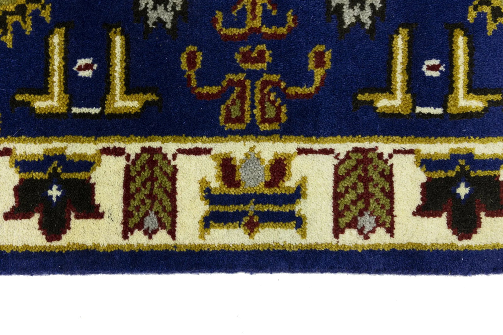 Navy Blue Geometric 3X8 Kazak Oriental Runner Rug - 12
