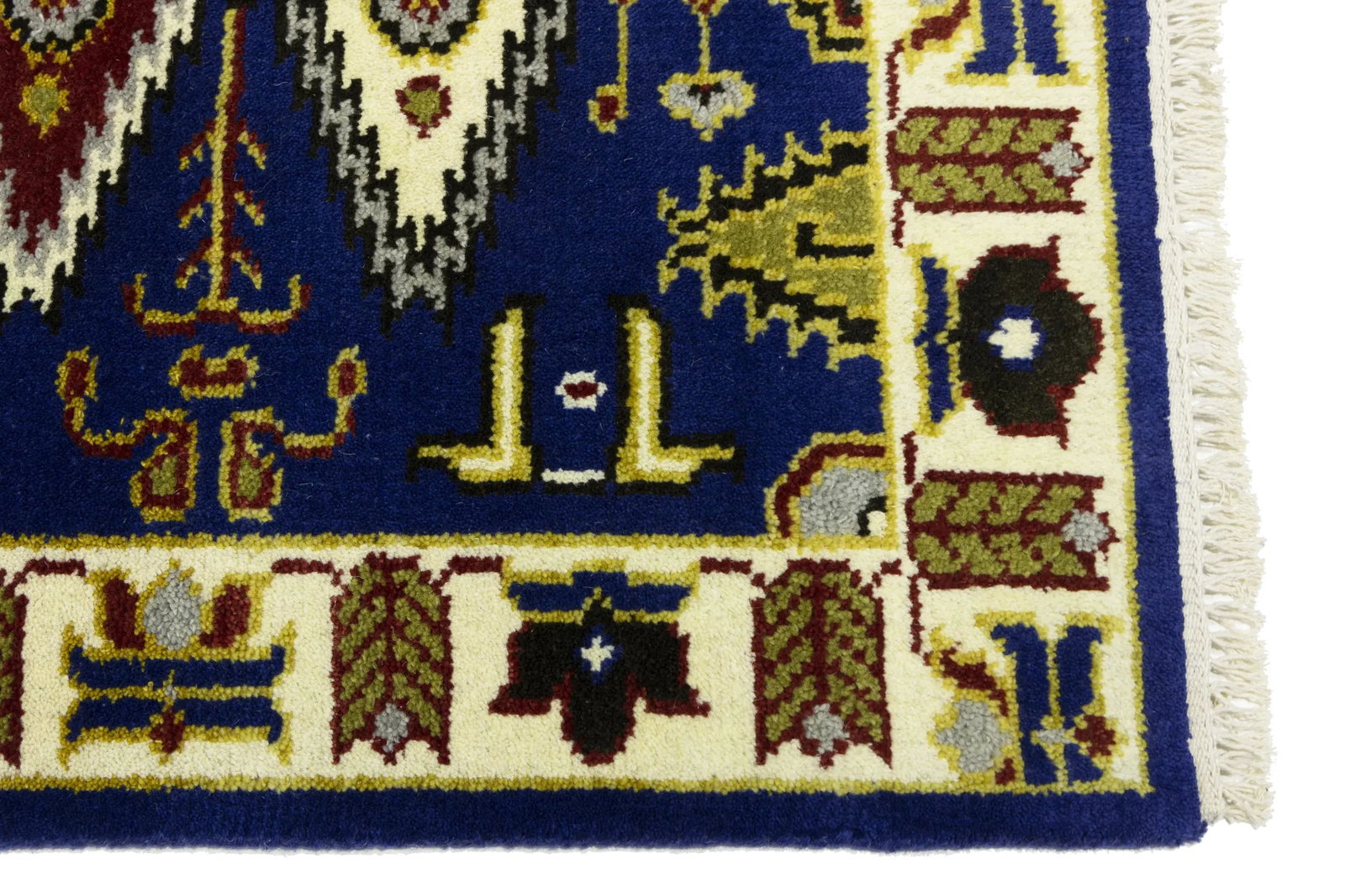 Navy Blue Geometric 3X8 Kazak Oriental Runner Rug - 13