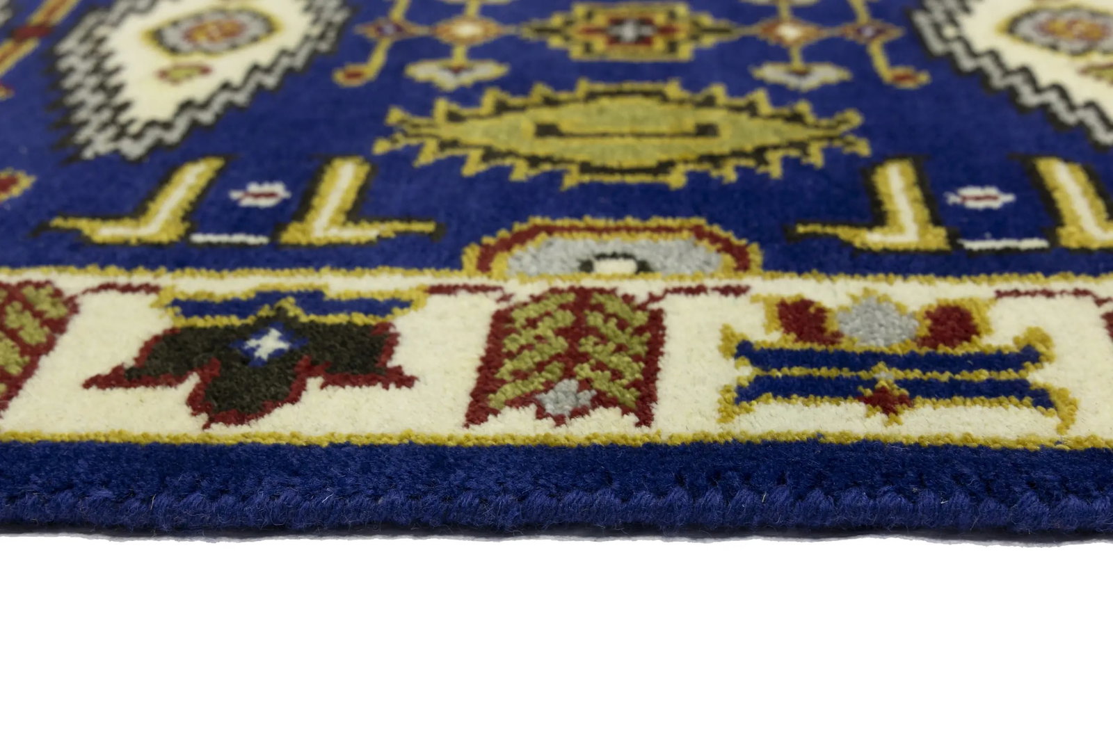Navy Blue Geometric 3X8 Kazak Oriental Runner Rug - 14