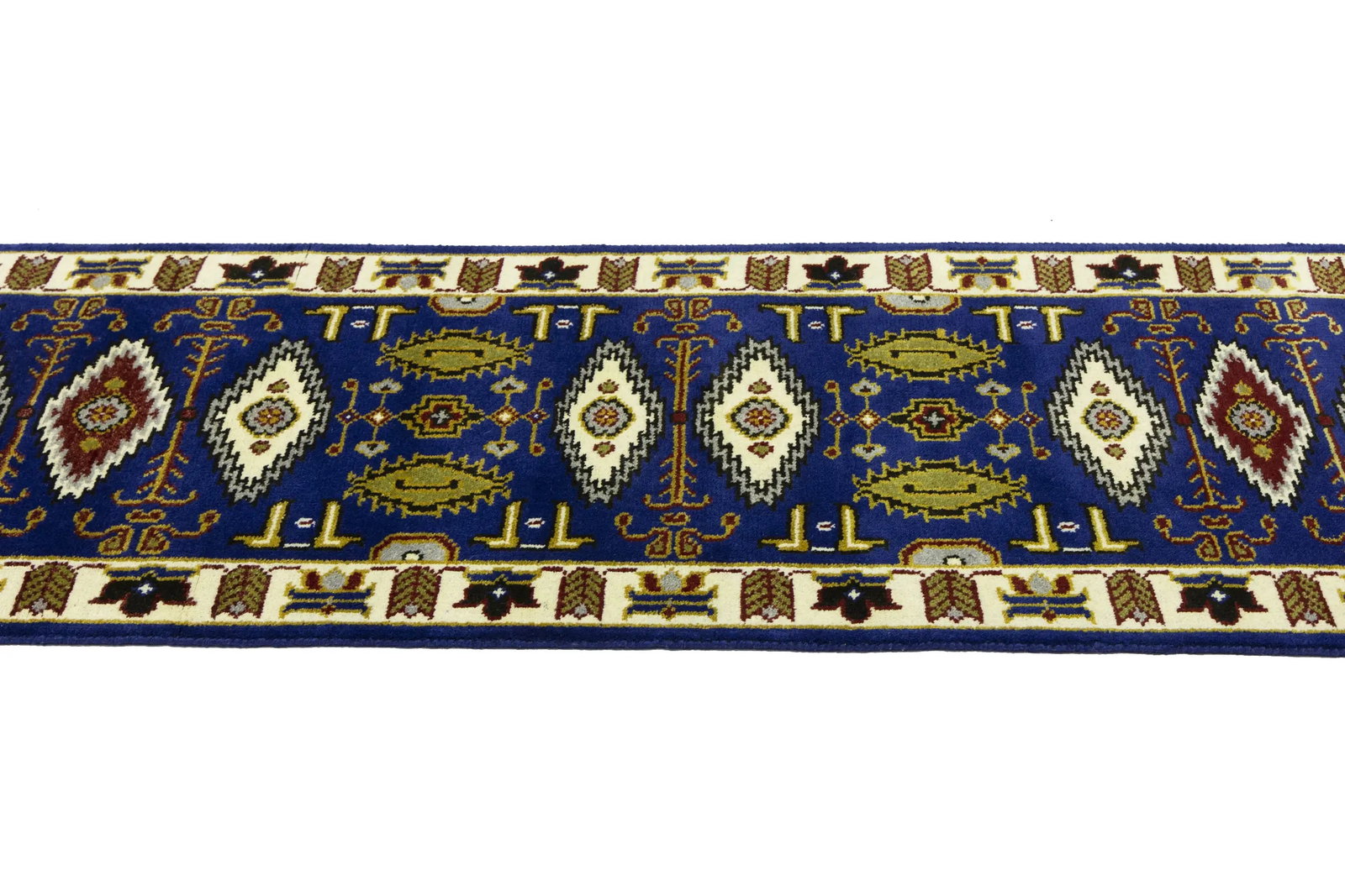 Navy Blue Geometric 3X8 Kazak Oriental Runner Rug - 8