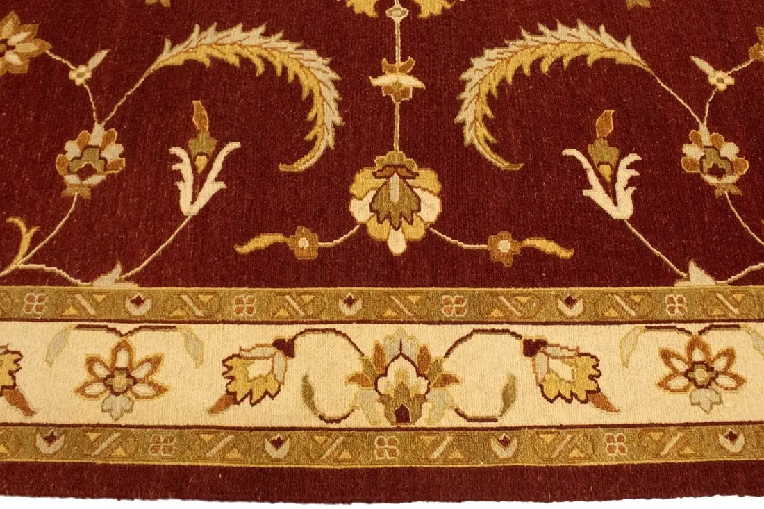 Wine Red Floral 6'7X9'6 Sumak Oriental Rug - 11