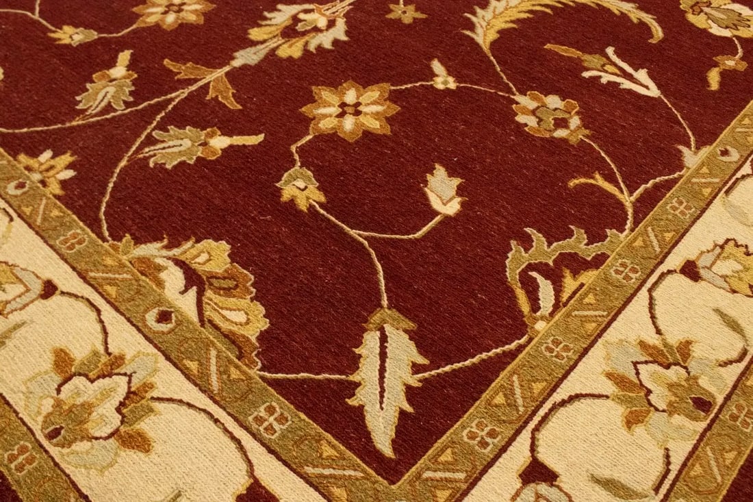 Wine Red Floral 6'7X9'6 Sumak Oriental Rug - 12